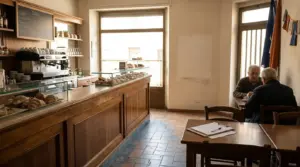 Italian café interior with gaming machines removed, illustrating a municipal no-slot business incentive